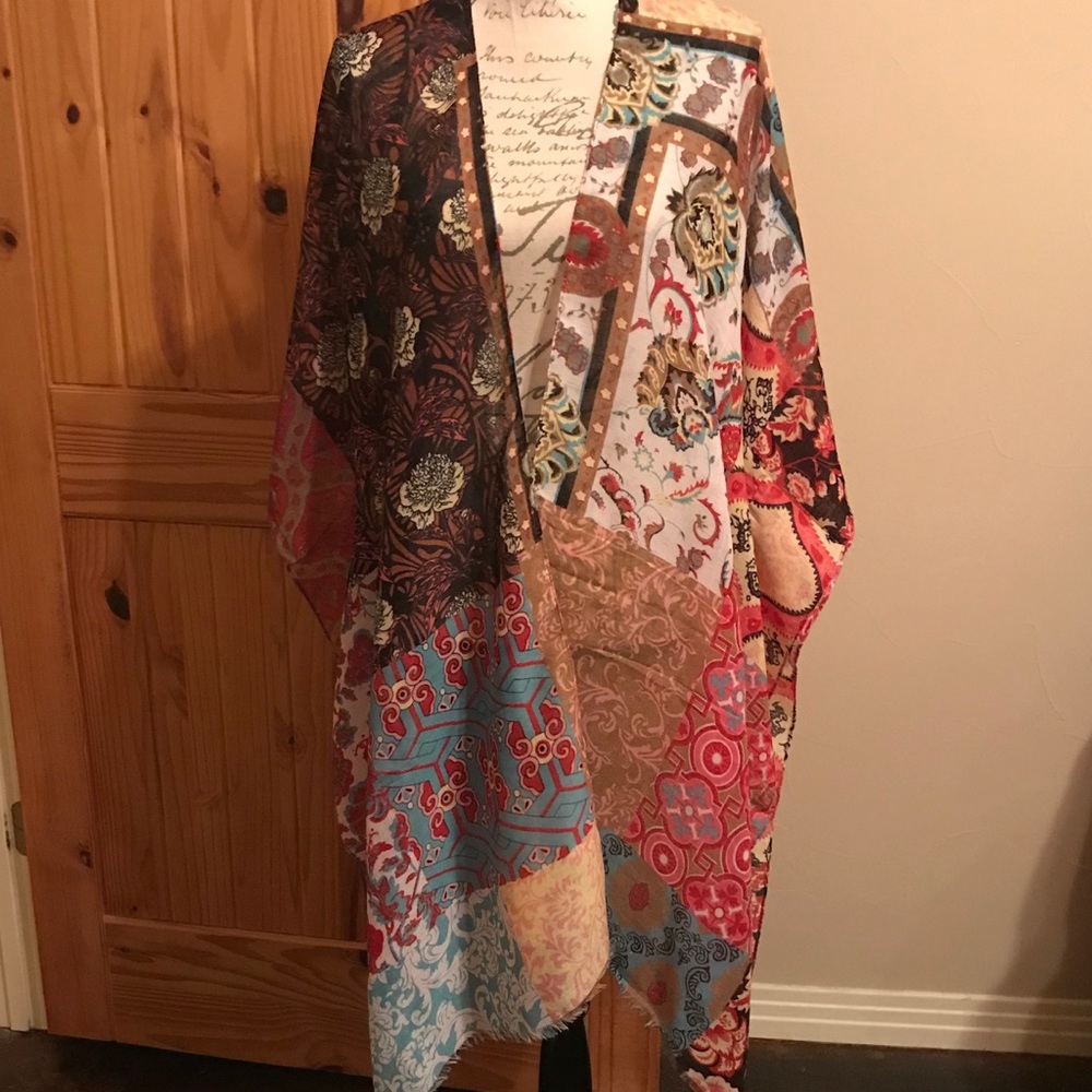 Mint Green Multicolored Kimono - Picture 2 of 8